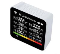 SMZhomeone 15-en-1 Monitor de calidad del aire PM25 Detector de formaldehído 28 pulgadas TFT para TUYA App Seguimiento de datos en tiempo real para uso en la oficina en casa Blanco (blanco)