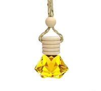 SMZhomeone Ambientador para coche, colgante de perfume, aceite aromático, decoración de coche, duradero, para taxi, casa, jardín, cuerpo de botella de cristal, tapa de madera, 8 ml (amarillo limón)