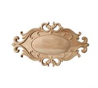 SMZhomeone Apliques de madera tallada de madera maciza vintage floral para muebles, armarios, puertas, mesa de maquillaje, decoración de restauración, acabado natural (35 x 20 cm)