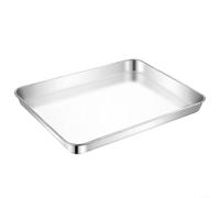 SMZhomeone Bandeja rectangular de acero inoxidable para horno mini, bandeja rectangular para hornos tostadores, estante para galletas que no se deforma, fácil de limpiar, apto para lavavajillas