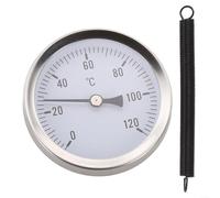 SMZhomeone Bimetall - Termómetro de tubo (0 a 120 °C, con muelle de fijación, para sistemas de calefacción, monitoreo de procesos industriales, metal, 63 mm), color plateado y negro