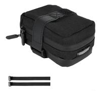 SMZhomeone Bolsa de sillín de bicicleta de liberación rápida con soporte para botella de agua, paquete de asiento de ciclismo de nailon reflectante para viajes nocturnos, negro, 13 x 11 x 6 cm (negro