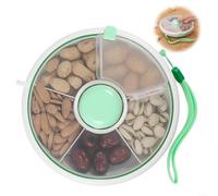 SMZhomeone Caja giratoria de almacenamiento de aperitivos con separadores de tapa para frutas, frutos secos, caramelos, oficina, hogar, fiesta, cian, PP+plástico ABS, 18 x 18 x 6 cm