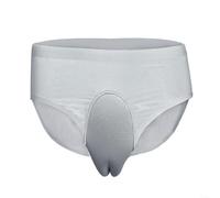 SMZhomeone Calzoncillos para hombre, de seda de hielo, suaves, transpirables, elásticos, en blanco, gris o negro, tallas M a 2XL para transgénero y travestismo (L, blanco gris)