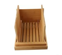 SMZhomeone Cortador de pan de madera ajustable de 0,8 a 1,2 cm, tabla de cortar plegable, 32 x 21,2 x 19,5 cm, para pan casero, pasteles, bagels, latas, frutas y verduras (horizontal)