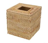 SMZhomeone Cubierta cuadrada de ratán para caja de pañuelos de 14,5 x 14,5 x 14,5 cm, soporte de madera hecho a mano para cajas de pañuelos cuadradas de 5 pulgadas, decorativo para sala de estar, baño