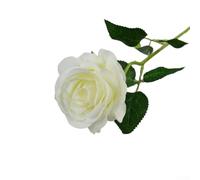SMZhomeone Elegante flor artificial de una sola rosa para decoración del hogar, centros de mesa de boda, fiestas, no requiere riego ni cuidados especiales (blanco)
