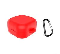 SMZhomeone Funda de silicona para Samsung Galaxy Buds 4/4 Pro con ganchos, funda protectora suave, piel a prueba de golpes, diseño ligero para viajes, deportes, gimnasio, negro (rojo)