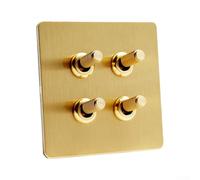 SMZhomeone Interruptor de luz de pared tipo 86 panel de interruptores de acero inoxidable cepillado dorado mate con palanca de latón para decoración elegante del hogar, diseño industrial retro (D)