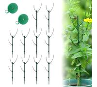 SMZhomeone Juego de 5 soportes verdes para escalada de plantas con diseño de rama, postes apilables desmontables y alambre de amarre para jardín interior y exterior, plástico de 11 pulgadas (B)