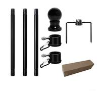 SMZhomeone Kit de asta de bandera de acero inoxidable de 4 pies con anillos giratorios suaves y diseño de sección modular