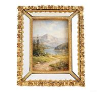 SMZhomeone Marco de fotos de resina dorada vintage con elegante diseño europeo y detalles pintados a mano para fotos de 4 x 6 pulgadas, para sala de estar o dormitorio, decoración del hogar