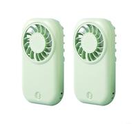 SMZhomeone Paquete de 2 ventiladores portátiles de mano, motor sin escobillas de 11000 rpm, 5 velocidades, recargable por USB-C, diseño delgado para secado de maquillaje y viajes, naranja (verde)