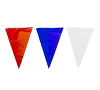 SMZhomeone Paquete de 50 banderines rojos, blancos y azules, 18 m de polietileno, guirnalda para fiestas de jubileo, celebraciones callejeras, decoraciones de recaudación de fondos