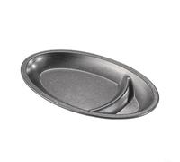 SMZhomeone Plato de aperitivos dividido de acero inoxidable retro para patatas fritas, barbacoa de pollo, acabado gris copo de nieve, diseño ovalado de múltiples compartimentos, limpio, uso comercial