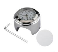 SMZhomeone Reloj de montaje para manillar de motocicleta con visión nocturna para esfera, aleación de aluminio, ajuste de 22 mm a 254 mm, negro, para montar y viajar (panel blanco plateado)