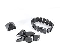 SN NATURSTEIN UG - Set 1 x Pulsera Shungit Luna Oscura, 1 x Piramide Shungit Pulida 3 cm, 5 x Piedra Pulida 2-4 cm | Gema y Piedra Curativa de Carelia