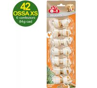 Snack 42 huesos XS en cuero de vaca rellenos de carne de pollo 8in1