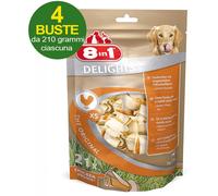 Snack 84 huesos XS en cuero de vaca rellenos de carne de pollo 8in1