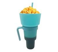 Snack and Drink Combo Cup, Stadium Tumbler Portable 2-In-1 Snack Straw Tumbler Popcorn Bucket for Home Travel School