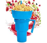 Snack And Drink Cup - 1x Stadium Tumbler With Snack Bowl | Leakproof Food Holder Drinking Container | Food Service Equipment & Supplies | For Chips Candy Fruit Dessert Popcorn Juice Milk Tea Party