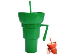 Snack And Drink Cup Combo, With Straw Snack And Drink Cup 2 In 1 Withs Straw, One-Handed Use Drink Cups Withs Snack Bowl Dreusable Combo Mug For Travel, Cinema, Home (green)