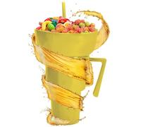 Snack And Drink Cup - Stadium Tumbler With Snack Bowl | Leakproof Food Holder Drinking Container | Food Service Equipment & Supplies | For Chips Candy Fruit Dessert Popcorn Juice Milk Tea Party