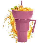 Snack And Drink Cup - Stadium Tumbler With Snack Bowl | Leakproof Food Holder Drinking Container | Food Service Equipment & Supplies | For Chips Candy Fruit Dessert Popcorn Juice Milk Tea Party