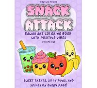 Snack Attack: Adorable Characters Coloring Book for Teens and Adults Featuring Feel-Good Food Puns, Simple Activities, and Positive Vibes (Kawaii Art Coloring Book with Positive Vibes)
