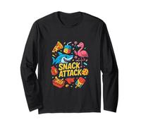 Snack Attack Comida Divertida Flamenco Niños Niños Tiburón Escuela Manga Larga