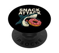 Snack Attack Shark Funny Food Humor Gráfico PopSockets PopGrip Adhesivo
