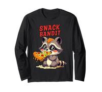 SNACK BANDIT Lindo mapache Pizza 90s Estilo de dibujos animados Manga Larga