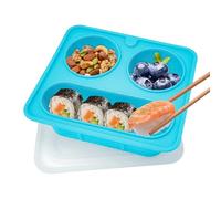 Snack Boxes Kids - Silicone 3-Compartment Containers With Lid, Reusable Food Storage, Portable Lunch Organizer | Durable Snack Boxes For Chocolate Cookie Fruit School Office Outdoor Travel Camping