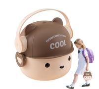 Snack Containers, Double-Layer Bear Lunch Box, 800ML Insulated Food Jar, for Salad, Breakfast, Portion Prep, School, Daycare, Work, Travel Use, Top Layer 50ML+75MLx2+bottom layer 600ML