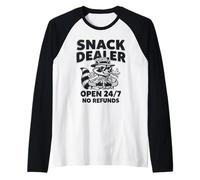Snack Dealer Divertido Mapache Humor Medianoche Comida Amante Gráfico Camiseta Manga Raglan