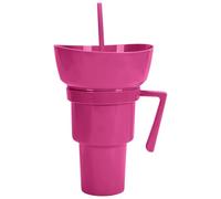Snack Drink Cup, Reusable Combo Food Bowl and Drinks Container with Leakproof Lid, 4.72 Inches 2-In-1 Holder Chips, Candy, Popcorn, Juice, Milk Tea for Outdoor Parties, Travel, School, Events