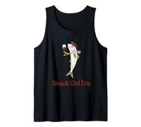 Snack Girl Era Sardina con Boina Y Perlas Mariscos Camiseta sin Mangas