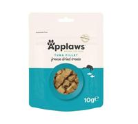 Snack Natural Liofilizado para Gatos - Opciones Atún o Pollo - Compuesto de una Sola proteína- 100% Natural - Cada Bolsa Contiene 10 gr - ANIMALUJOS (Pack 6 Unidades, Atún)