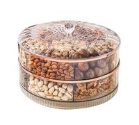 Snack Organizer Turntable - Rotating Multi Compartment Container for Snacks Condiments | Sturdy Transparent with Smooth Swivel, Easy Access Compartments for Home Office 10.24x10.24x4.72 in