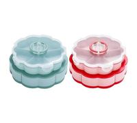 Snack Platter - 9.65in Serving Tray | 2 Layer Flower Shape Rotatable Container For Picnic Party | 10 Compartments Petal Divided Appetizer Nut Dish with Lid For Home Kitchen & Buffet