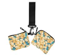 Snack Popcorn Yummy Yellow - Tarjeteros delgados y planos con cremallera para mujer, monedero con llavero para el trabajo, viajes, 2 unidades, Palomitas de maíz Yummy Yellow, 1 size, Casual