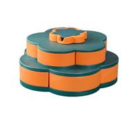 Snack Serving Tray, Rotating Double Layer, Flower Shape Tray with Rotatable Design, Kitchen Accessory with Durable Construction, Serving Platter, for Nut Candy Dips Party Appetizers Home Picnic