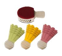 Snack Toy Dog Badminton Design - Juego de pelota para lamer resistente para masticar motivación, juego de comida de goma que rebota, autoentretenimiento para mascotas | Ayuda laboral para la soledad y