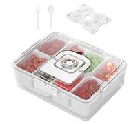 Snack Tray Lid, Cooling Food Container, 4.37x2.87in Divided Serving Platter, Reutilizable Eight Compartment Design, Travel Friendly Build for Hiking, School, Fiesta, Lunch, Camping, Beach, Outdoor Use