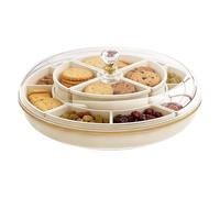 Snack Tray - Treat Holder, 32.3x13.5cm Portion Organizer for Kitchen Storage, Double Layer Clear Airtight Box with Lid and Removable Compartments, Pantry Container, Serving Dish for Travel, Party