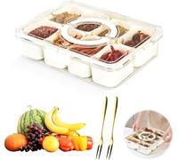 Snackbox mit Fächern, Caja de Aperitivos con Tapa Bandeja Dividida para Servir Plato de Aperitivos con 8 Compartimentos Caja de Almacenamiento para Aperitivo Cuenco para Aperitivo con Compartimento