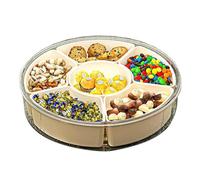 Snackle Box - 360° Rotatable Airtight Snack Storage Tray | 6-Compartment Food, Fruit, Nut, Cookie Container | Serving Platter For Home, Picnic, Camping, Travel, Outdoor Parties, Kitchen Appetizers