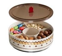 Snackle Box Container - 5-Compartment Snack Box | Rotating Retro Clear Lid Container With 5 Divided Compartments For Snacks, Fruits, Nuts, Pistachios, Cherries, Candies, Ideal For Travel, Outdoor & Bi