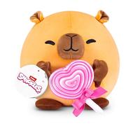 Snackles Peluche de 20 cm Edición San Valentín de ZURU, Adorable Peluche achuchable de 20 cm con temática de San Valentín y Accesorio de tentempié de San Valentín.(Capybara, Lollipop)