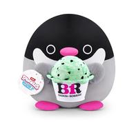 Snackles Serie 2 de 20 cm Snackle de ZURU muñeco blandito y achuchable de Peluche 20 cm con Accesorio de Snack de Marca, Penguin (Baskin Robbin), Regalos Dia de La Madre